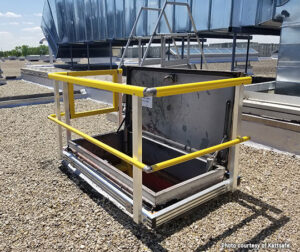 guardrail around a roof hatch